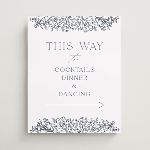 This is a provincial blue wedding signs with standard by Erin Deegan called hummingbird botanicals printing on premium sign board in 16x20