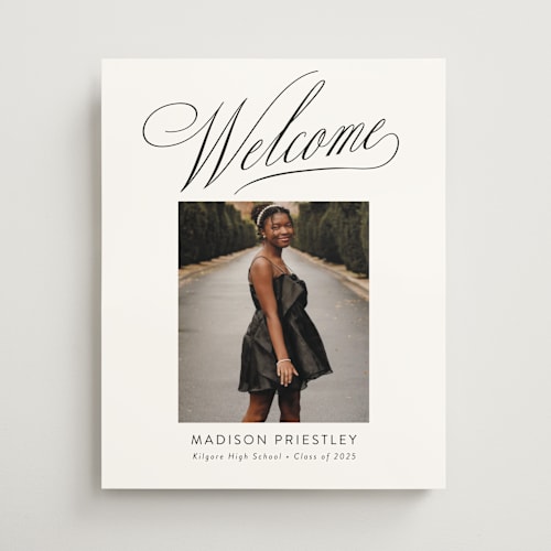 This is a daisy graduation party decorations with standard by Jessica Williams called aloft printing on premium sign board in 16x20