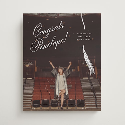 This is a snow graduation party decorations with standard by Pixel and Hank called tassel type printing on premium sign board in 16x20