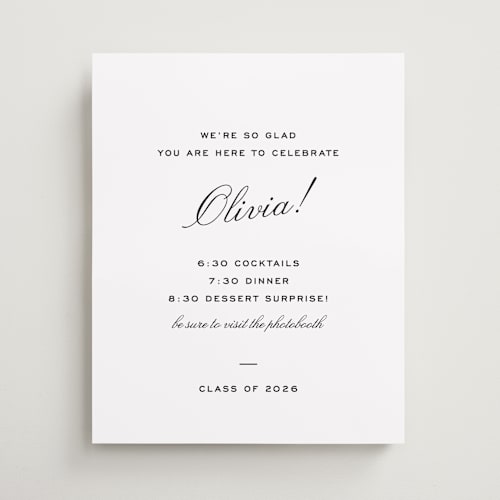 This is a ink graduation party decorations with standard by Megan Davis called cecilie printing on premium sign board in 16x20