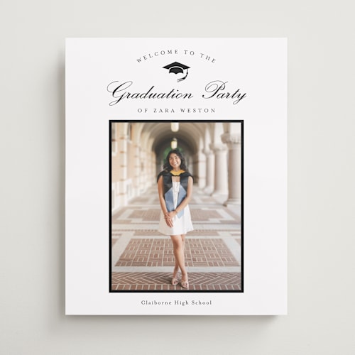 This is a cotton graduation party decorations with standard by Stacey Meacham called elegant frame printing on premium sign board in 16x20