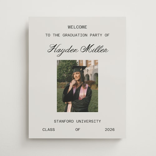 This is a onyx graduation party decorations with standard by Cass Loh called trio gallery printing on premium sign board in 16x20