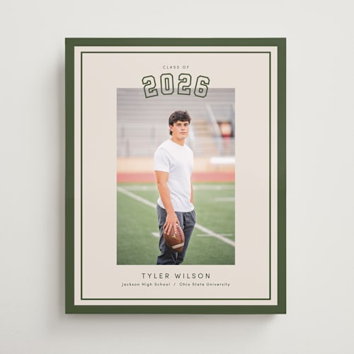 This is a forest graduation party decorations with standard by Megan Cash called varsity year printing on premium sign board in 16x20