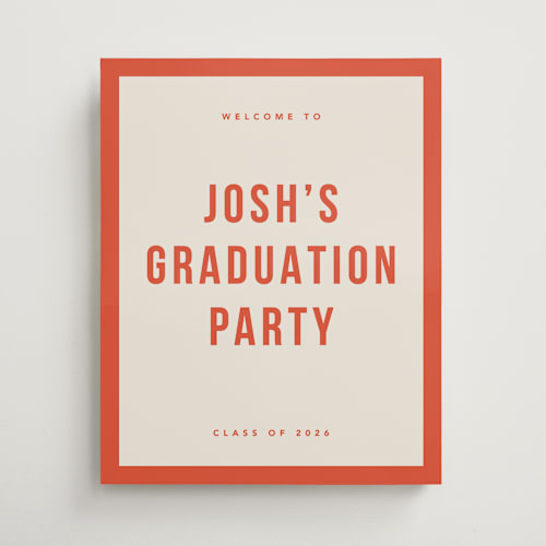 This is a tangerine graduation party decorations with standard by Robert and Stella called poster type printing on premium sign board in 16x20