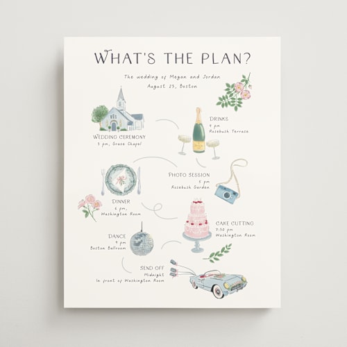 This is a porcelain wedding signs with standard by frau brandt called journey of the day printing on premium sign board in 16x20