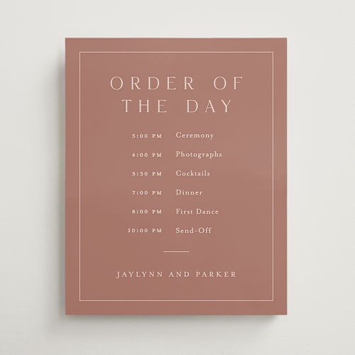 This is a dusty rose wedding signs with standard by Stacey Meacham called warm affection printing on premium sign board in 16x20