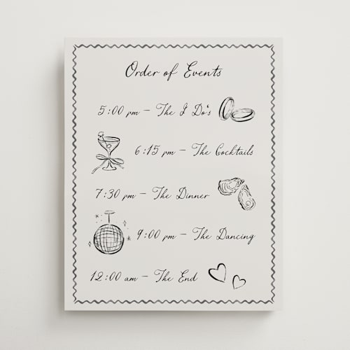 This is a rock wedding signs with standard by Pati Cascino called puglia printing on premium sign board in 16x20