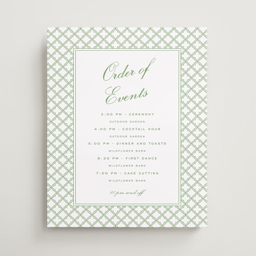 This is a sage wedding signs with standard by Angela Garrick called garden trellis printing on premium sign board in 16x20