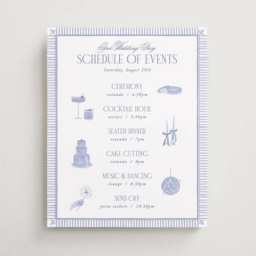 This is a cerulean wedding signs with standard by Jenna Holcomb called embroidered printing on premium sign board in 16x20