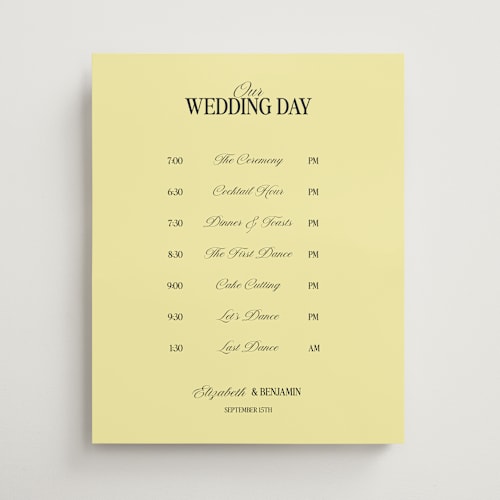 This is a butter wedding signs with standard by Helena Vitto called the eternal printing on premium sign board in 16x20