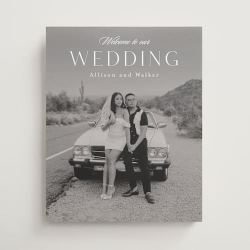 This is a cotton wedding signs with standard by Stacey Meacham called commitment printing on premium sign board in 16x20