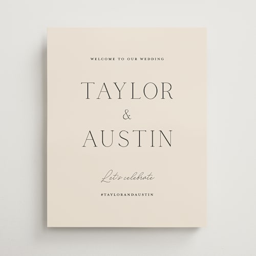 This is a linen wedding signs with standard by Vanessa Doyle called in love printing on premium sign board in 16x20