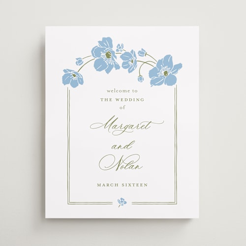 This is a azure wedding signs with standard by letterfix called anemones printing on premium sign board in 16x20