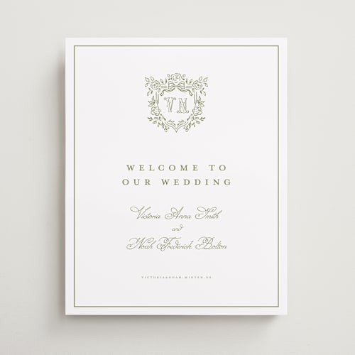 This is a moss wedding signs with standard by Petra Kern called crestino printing on premium sign board in 16x20