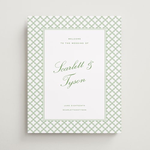 This is a sage wedding signs with standard by Angela Garrick called garden trellis printing on premium sign board in 16x20