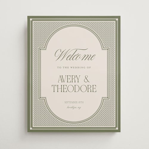 This is a moss wedding signs with standard by Kelly Watkins called literary printing on premium sign board in 16x20