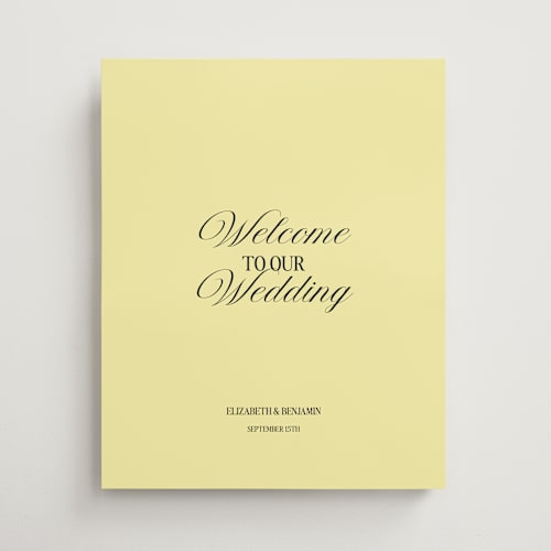 This is a butter wedding signs with standard by Helena Vitto called the eternal printing on premium sign board in 16x20