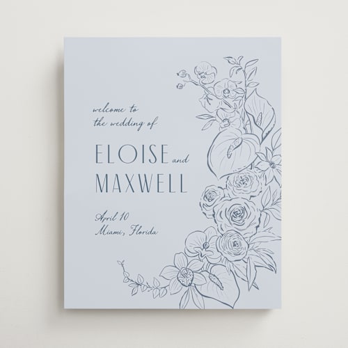 This is a azure wedding signs with standard by Kristen Smith called orchid frame printing on premium sign board in 16x20