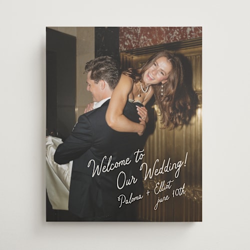 This is a ivory wedding signs with standard by Stacey Meacham called written with love printing on premium sign board in 16x20