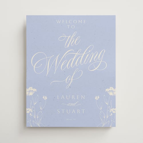 This is a cerulean wedding signs with standard by Sherley Ferreira called botanical garden printing on premium sign board in 16x20