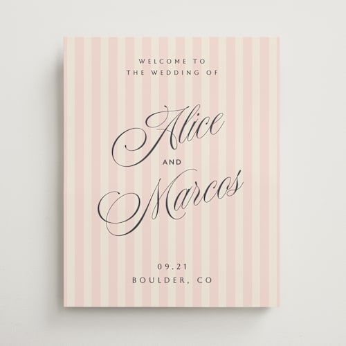 This is a peony wedding signs with standard by Sherley Ferreira called blush printing on premium sign board in 16x20