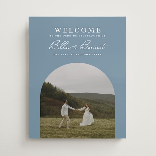 This is a powder wedding signs with standard by Laura Hamm called arch printing on premium sign board in 16x20