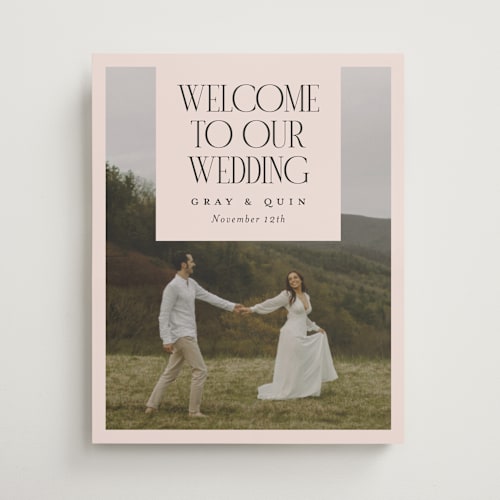 This is a blush wedding signs with standard by Laura Hamm called so picture perfect printing on premium sign board in 16x20