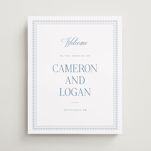 This is a sky wedding signs with standard by Carolyn MacLaren called pretty frame printing on premium sign board in 16x20