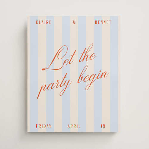 This is a windy wedding signs with standard by Pixel and Hank called party begins printing on premium sign board in 16x20