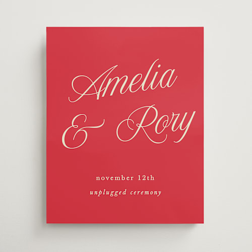 This is a tomato wedding signs with standard by Morgan Kendall called italiano printing on premium sign board in 16x20