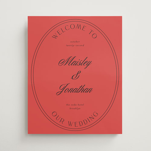 This is a sunset wedding signs with standard by Emily Sabol Goss called modern romance printing on premium sign board in 16x20