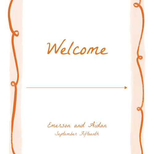 This is a flame wedding signs with standard by Pati Cascino called giardino printing on doublethick in 18x24