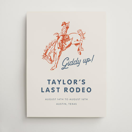 This is a cobalt wedding signs with standard by Erin Hodges called giddy up printing on premium sign board in large