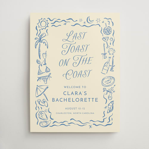 This is a sea wedding signs with standard by Pati Cascino called on the coast printing on premium sign board in large