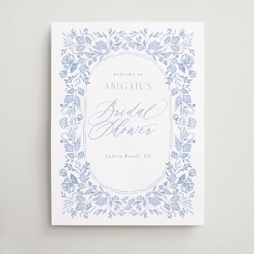 This is a periwinkle wedding signs with standard by Joanna Griffin called french blue printing on premium sign board in large