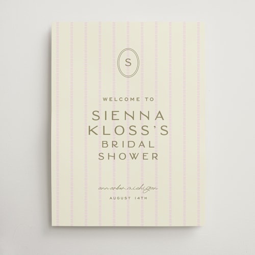 This is a blush wedding signs with standard by Ellen Schlegelmilch called stitched lines printing on premium sign board in large