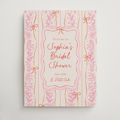 This is a strawberry wedding signs with standard by Elly called cottage ribbons printing on premium sign board in large