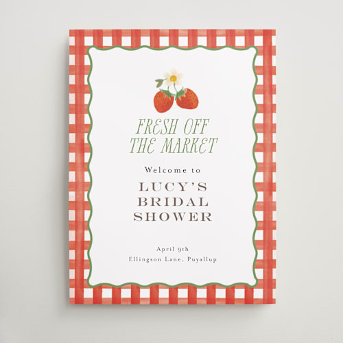 This is a strawberry wedding signs with standard by Itsy Belle Studio called so berry sweet printing on premium sign board in large