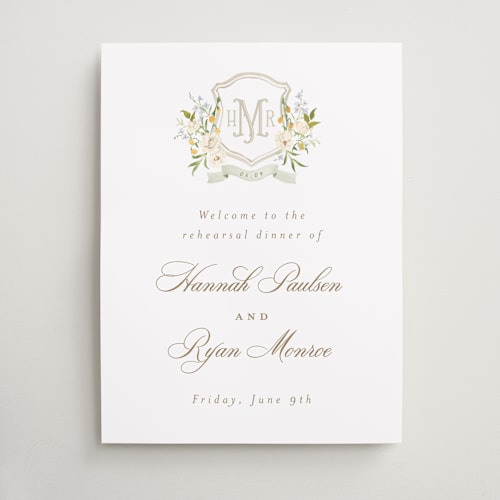 This is a chiffon wedding signs with standard by Everett Paper Goods called avalon printing on premium sign board in large