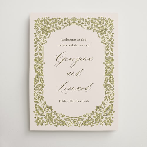 This is a chartreuse wedding signs with standard by Jen Owens called embroidered printing on premium sign board in large