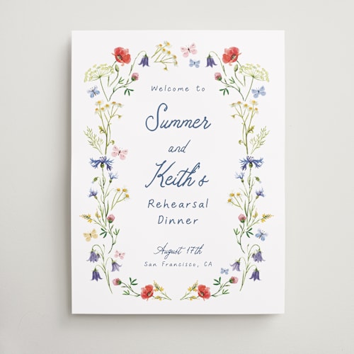 This is a ivory wedding signs with standard by frau brandt called wildflower romance printing on premium sign board in large