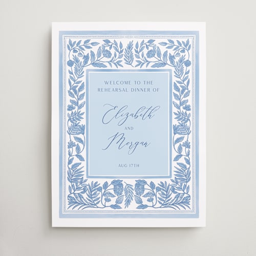 This is a porcelain wedding signs with standard by Elly called porcelain floral printing on premium sign board in large