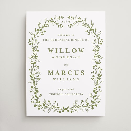 This is a pistachio wedding signs with standard by Susan Moyal called greenery vine printing on premium sign board in large