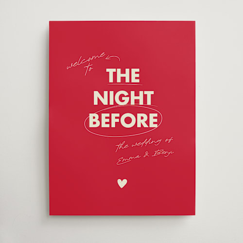 This is a ruby wedding signs with standard by Helena Vitto called love note printing on premium sign board in large