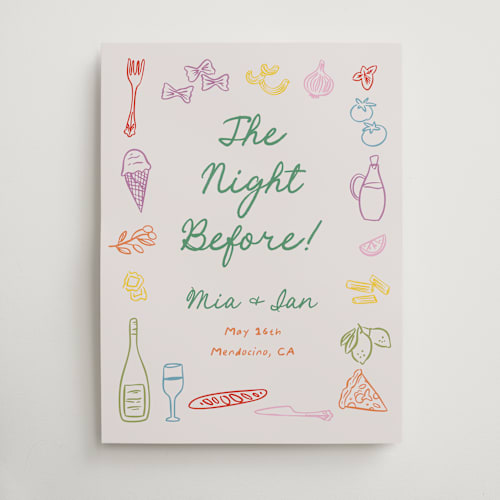 This is a kale wedding signs with standard by Creo Study called pasta party printing on premium sign board in large