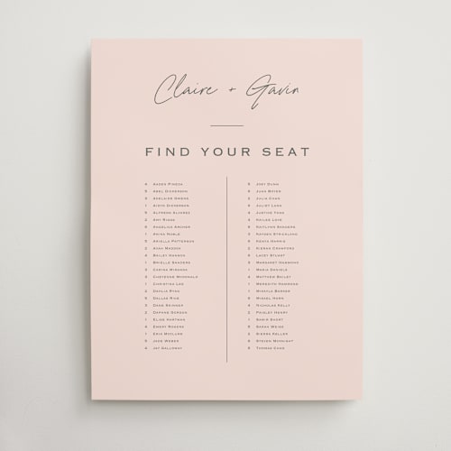 This is a blush wedding signs with standard by Carolyn MacLaren called chic names printing on doublethick in 18x24