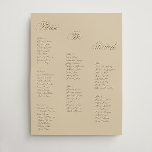 This is a cafe au lait wedding signs with standard by Claire called simple script printing on doublethick in 18x24