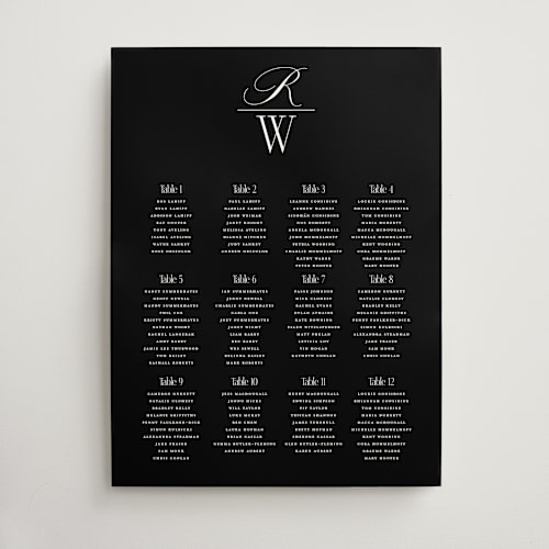 This is a onyx wedding signs with standard by Hudson meet Rose called initial printing on doublethick in 18x24