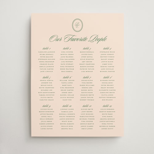 This is a emerald wedding signs with standard by Creo Study called scripted printing on doublethick in 18x24