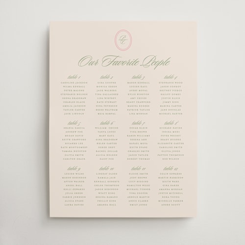 This is a peony wedding signs with standard by Creo Study called scripted printing on doublethick in 18x24